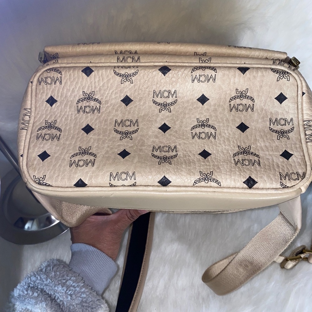 Mcm Backpack Creme Visetos Studs Preowned Authent… - image 8
